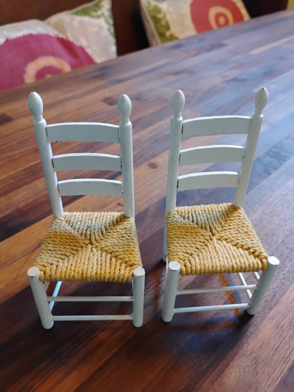 Pair of Rush Seat 1:12 Dollhouse Ladder Back Chairs